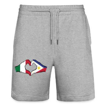 Italien Philippinen Flagge Hände Herzform - Stanley/Stella Unisex Bio Joggingshorts Trainer  - Grau meliert - Vorne - Nik (191cm) & Marisol (170cm)