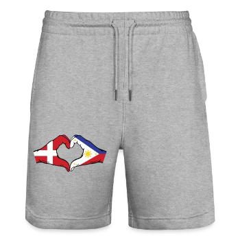 Dänemark Philippinien Flagge Hände Herzform - Stanley/Stella Unisex Bio Joggingshorts Trainer  - Grau meliert - Vorne - Nik (191cm) & Marisol (170cm)