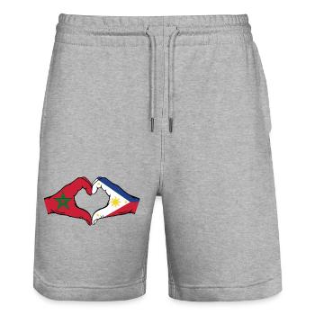 Maroc Philippines Drapeau Mains Coeur Forme - Short de jogging bio TRAINER Stanley/Stella unisexe - gris chiné - Devant - Nik (191cm) & Marisol (170cm)