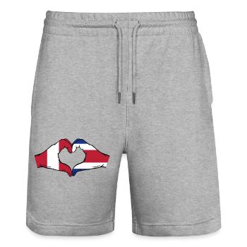 Peru Costa Rica Flag Hands Heart Shape - Stanley/Stella Trainer Unisex Organic Jogging Shorts - heather grey - Front - Nik (191cm) & Marisol (170cm)