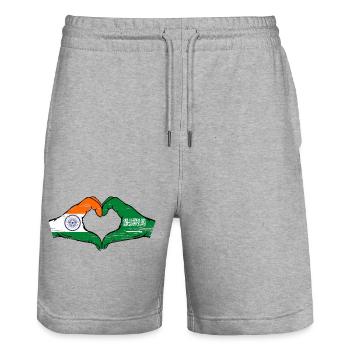 India Saudi Arabia Flag Hands Heart Shape Used - Stanley/Stella Trainer Unisex Organic Jogging Shorts - heather grey - Front - Nik (191cm) & Marisol (170cm)