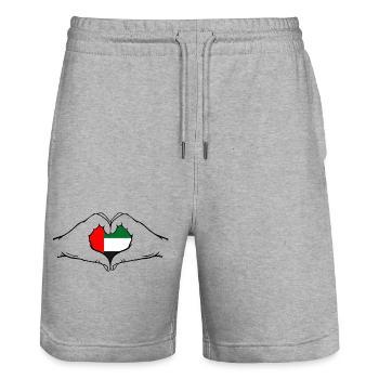 Drapeau des Émirats arabes unis Coeur - Short de jogging bio TRAINER Stanley/Stella unisexe - gris chiné - Devant - Nik (191cm) & Marisol (170cm)