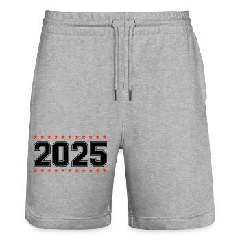 2025 - Stanley/Stella Trainer Unisex Organic Jogging Shorts - heather grey - Front - Nik (191cm) & Marisol (170cm)