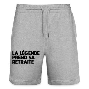 The legend retires - Stanley/Stella Trainer Unisex Organic Jogging Shorts - heather grey - Front - Nik (191cm) & Marisol (170cm)
