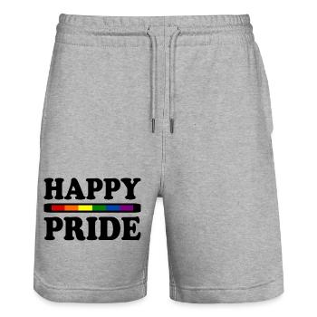 Happy pride - Short de jogging bio TRAINER Stanley/Stella unisexe - gris chiné - Devant - Nik (191cm) & Marisol (170cm)