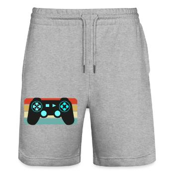 Vintage Retro Gaming Controller - Stanley/Stella Unisex Bio Joggingshorts Trainer  - Grau meliert - Vorne - Nik (191cm) & Marisol (170cm)