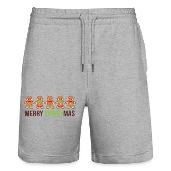 Lebkuchen Reihe - Lebkuchen Liebe - Stanley/Stella Unisex Bio Joggingshorts Trainer  - Grau meliert - Vorne - Nik (191cm) & Marisol (170cm)