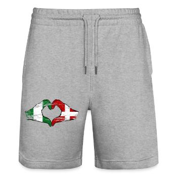Nigeria Dänemark Flagge Hände Herzform used - Stanley/Stella Unisex Bio Joggingshorts Trainer  - Grau meliert - Vorne - Nik (191cm) & Marisol (170cm)