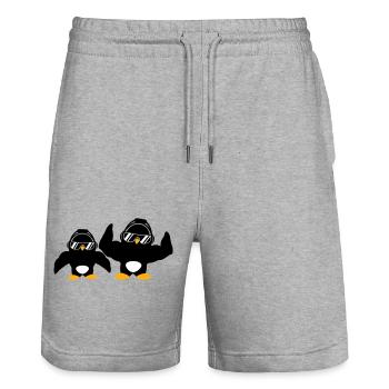 2 Penguins Bodybuilder Sunglasses Headphones Team - Stanley/Stella Trainer Unisex Organic Jogging Shorts - heather grey - Front - Nik (191cm) & Marisol (170cm)