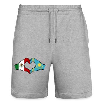 Mexique Kazakhstan Drapeau Mains Coeur Forme - Short de jogging bio TRAINER Stanley/Stella unisexe - gris chiné - Devant - Nik (191cm) & Marisol (170cm)