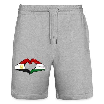Egypte Hongrie Drapeau Mains Coeur Forme Utilisé - Short de jogging bio TRAINER Stanley/Stella unisexe - gris chiné - Devant - Nik (191cm) & Marisol (170cm)