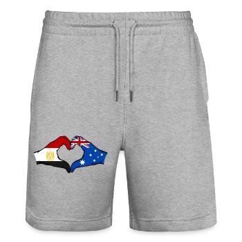 Egypt Australia Flag Hands Heart Shape - Stanley/Stella Trainer Unisex Organic Jogging Shorts - heather grey - Front - Nik (191cm) & Marisol (170cm)