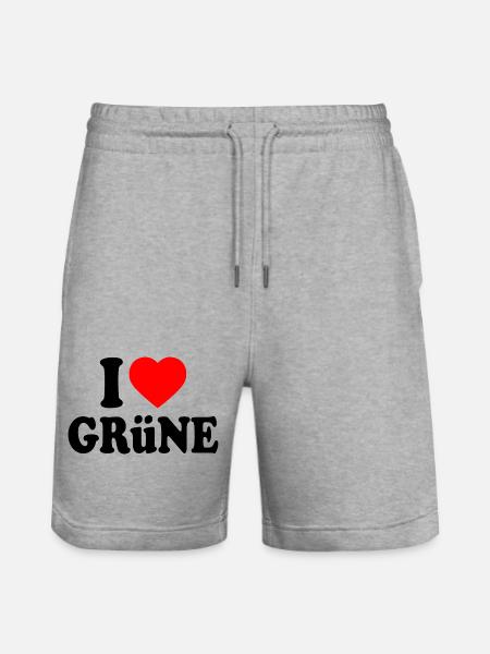 I love green - Stanley/Stella Trainer Unisex Organic Jogging Shorts - heather grey