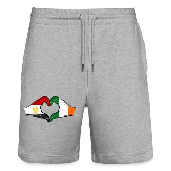 Egypte Irlande Drapeau Mains Coeur Forme Utilisé - Short de jogging bio TRAINER Stanley/Stella unisexe - gris chiné - Devant - Nik (191cm) & Marisol (170cm)