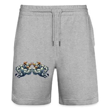 stier comic 2 - Stanley/Stella Unisex Bio Joggingshorts Trainer  - Grau meliert - Vorne - Nik (191cm) & Marisol (170cm)