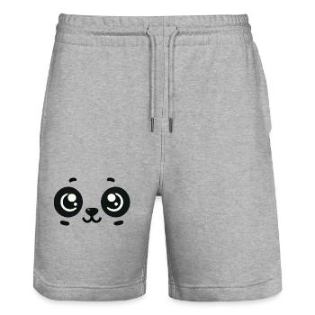 Minimalist Panda: Softness in Black - Stanley/Stella Trainer Unisex Organic Jogging Shorts - heather grey - Front - Nik (191cm) & Marisol (170cm)