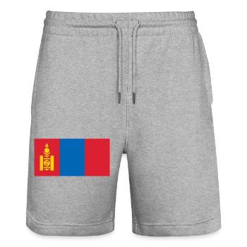 Mongolia - Stanley/Stella Trainer Unisex Organic Jogging Shorts - heather grey - Front - Nik (191cm) & Marisol (170cm)