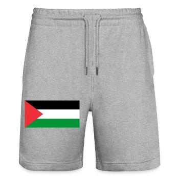 Palestine - Short de jogging bio TRAINER Stanley/Stella unisexe - gris chiné - Devant - Nik (191cm) & Marisol (170cm)