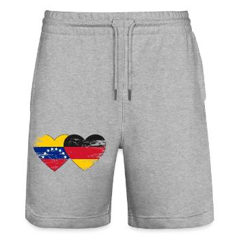 Venezuela Allemagne Drapeau Mains Coeur Forme Utilisé - Short de jogging bio TRAINER Stanley/Stella unisexe - gris chiné - Devant - Nik (191cm) & Marisol (170cm)