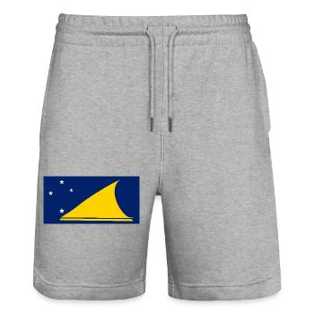 Tokelau - Stanley/Stella Unisex Bio Joggingshorts Trainer  - Grau meliert - Vorne - Nik (191cm) & Marisol (170cm)