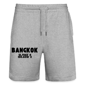 Bangkok - Design avec coordonnées - Short de jogging bio TRAINER Stanley/Stella unisexe - gris chiné - Devant - Nik (191cm) & Marisol (170cm)