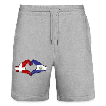 Danemark El Salvador drapeau mains forme de coeur utilisé - Short de jogging bio TRAINER Stanley/Stella unisexe - gris chiné - Devant - Nik (191cm) & Marisol (170cm)