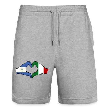 Nicaragua Italie Drapeau Mains Coeur Forme - Short de jogging bio TRAINER Stanley/Stella unisexe - gris chiné - Devant - Nik (191cm) & Marisol (170cm)
