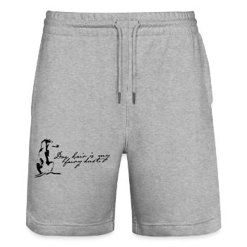 Dog hair is my fairy dust - Spruch mit Hund - Stanley/Stella Trainer Unisex Organic Jogging Shorts - heather grey - Front - Nik (191cm) & Marisol (170cm)