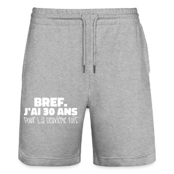 Bref J'ai 30 ans Pour La Deuxième Fois - Short de jogging bio TRAINER Stanley/Stella unisexe - gris chiné - Devant - Nik (191cm) & Marisol (170cm)
