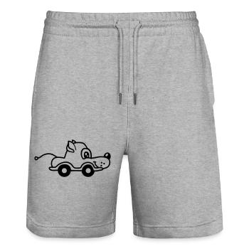 chien voiture jouet roues motrices télécommandées mignon - Short de jogging bio TRAINER Stanley/Stella unisexe - gris chiné - Devant - Nik (191cm) & Marisol (170cm)