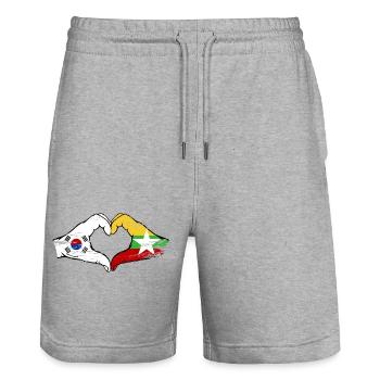 Südkorea Myanmar Flagge Hände Herzform used - Stanley/Stella Unisex Bio Joggingshorts Trainer  - Grau meliert - Vorne - Nik (191cm) & Marisol (170cm)