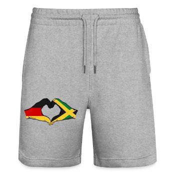 Allemagne Jamaïque Drapeau Mains Coeur Forme - Short de jogging bio TRAINER Stanley/Stella unisexe - gris chiné - Devant - Nik (191cm) & Marisol (170cm)