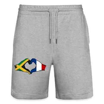 Jamaika Frankreich Hände Herzform - Stanley/Stella Unisex Bio Joggingshorts Trainer  - Grau meliert - Vorne - Nik (191cm) & Marisol (170cm)