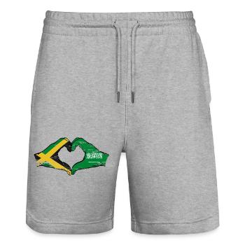 Jamaika Saudi Arabien Hände Herzform used - Stanley/Stella Unisex Bio Joggingshorts Trainer  - Grau meliert - Vorne - Nik (191cm) & Marisol (170cm)