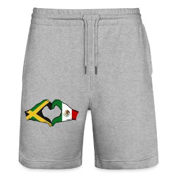 Jamaïque Mexique Mains Forme de Coeur - Short de jogging bio TRAINER Stanley/Stella unisexe - gris chiné - Devant - Nik (191cm) & Marisol (170cm)