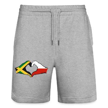 Jamaika Polen Hände Herzform - Stanley/Stella Unisex Bio Joggingshorts Trainer  - Grau meliert - Vorne - Nik (191cm) & Marisol (170cm)