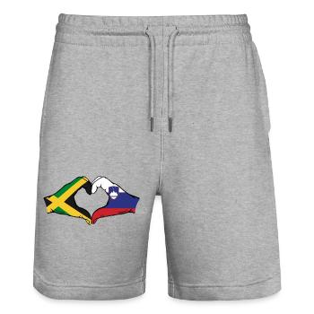 Jamaica Slovenia Hands Heart Shape - Stanley/Stella Trainer Unisex Organic Jogging Shorts - heather grey - Front - Nik (191cm) & Marisol (170cm)