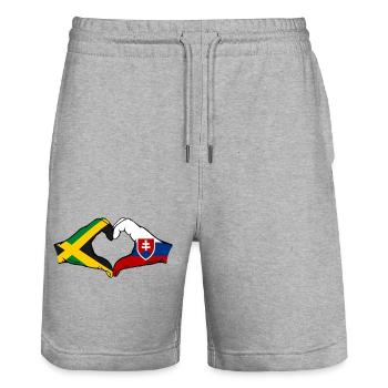 Jamaica Slovakia Hands Heart Shape - Stanley/Stella Trainer Unisex Organic Jogging Shorts - heather grey - Front - Nik (191cm) & Marisol (170cm)