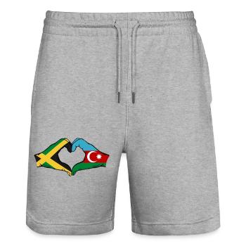 Jamaika Aserbaidschan Hände Herzform - Stanley/Stella Unisex Bio Joggingshorts Trainer  - Grau meliert - Vorne - Nik (191cm) & Marisol (170cm)