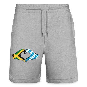Jamaïque Bavière Mains Forme Coeur - Short de jogging bio TRAINER Stanley/Stella unisexe - gris chiné - Devant - Nik (191cm) & Marisol (170cm)