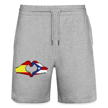 Spanien Puerto Rico Hände Herzform - Stanley/Stella Unisex Bio Joggingshorts Trainer  - Grau meliert - Vorne - Nik (191cm) & Marisol (170cm)