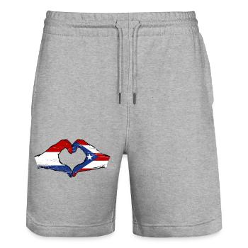 Holland Puerto Rico Hands Heart Shape Used - Stanley/Stella Trainer Unisex Organic Jogging Shorts - heather grey - Front - Nik (191cm) & Marisol (170cm)