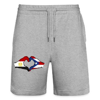 Ägypten Puerto Rico Hände Herzform - Stanley/Stella Unisex Bio Joggingshorts Trainer  - Grau meliert - Vorne - Nik (191cm) & Marisol (170cm)