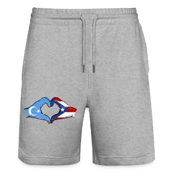 Uyghur Puerto Rico Hands Heart Shape Used - Stanley/Stella Trainer Unisex Organic Jogging Shorts - heather grey - Front - Nik (191cm) & Marisol (170cm)