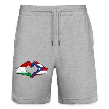 Ungarn Puerto Rico Hände Herzform used - Stanley/Stella Unisex Bio Joggingshorts Trainer  - Grau meliert - Vorne - Nik (191cm) & Marisol (170cm)