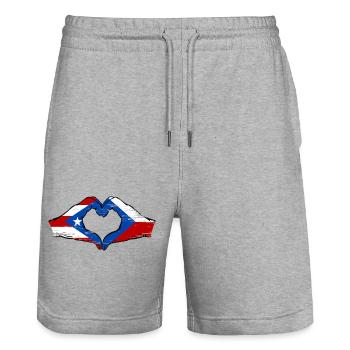 Porto Rico République tchèque drapeau mains forme coeur utilisé - Short de jogging bio TRAINER Stanley/Stella unisexe - gris chiné - Devant - Nik (191cm) & Marisol (170cm)