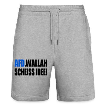 Afd wallah scheiss idee - Stanley/Stella Unisex Bio Joggingshorts Trainer  - Grau meliert - Vorne - Nik (191cm) & Marisol (170cm)