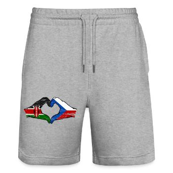 Kenia Tschechien Flagge Hände Herz used - Stanley/Stella Unisex Bio Joggingshorts Trainer  - Grau meliert - Vorne - Nik (191cm) & Marisol (170cm)