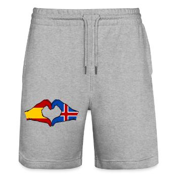 Spanien Island Flagge Hände Herz - Stanley/Stella Unisex Bio Joggingshorts Trainer  - Grau meliert - Vorne - Nik (191cm) & Marisol (170cm)