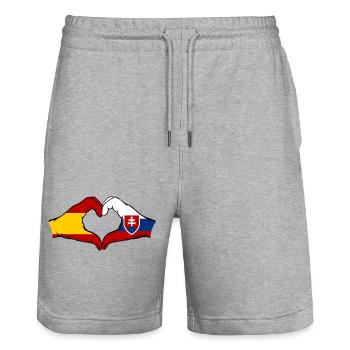 Spanien Slowakei Flagge Hände Herz - Stanley/Stella Unisex Bio Joggingshorts Trainer  - Grau meliert - Vorne - Nik (191cm) & Marisol (170cm)